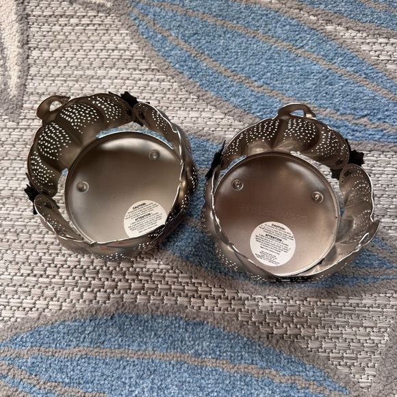 Bath & Body Works Autumn Harvest Pierced Pumpkin Leaves Candle Holder Set of 2 - Picture 3 of 6